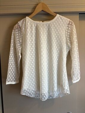 Ann Taylor white sheer dot blouse Size S